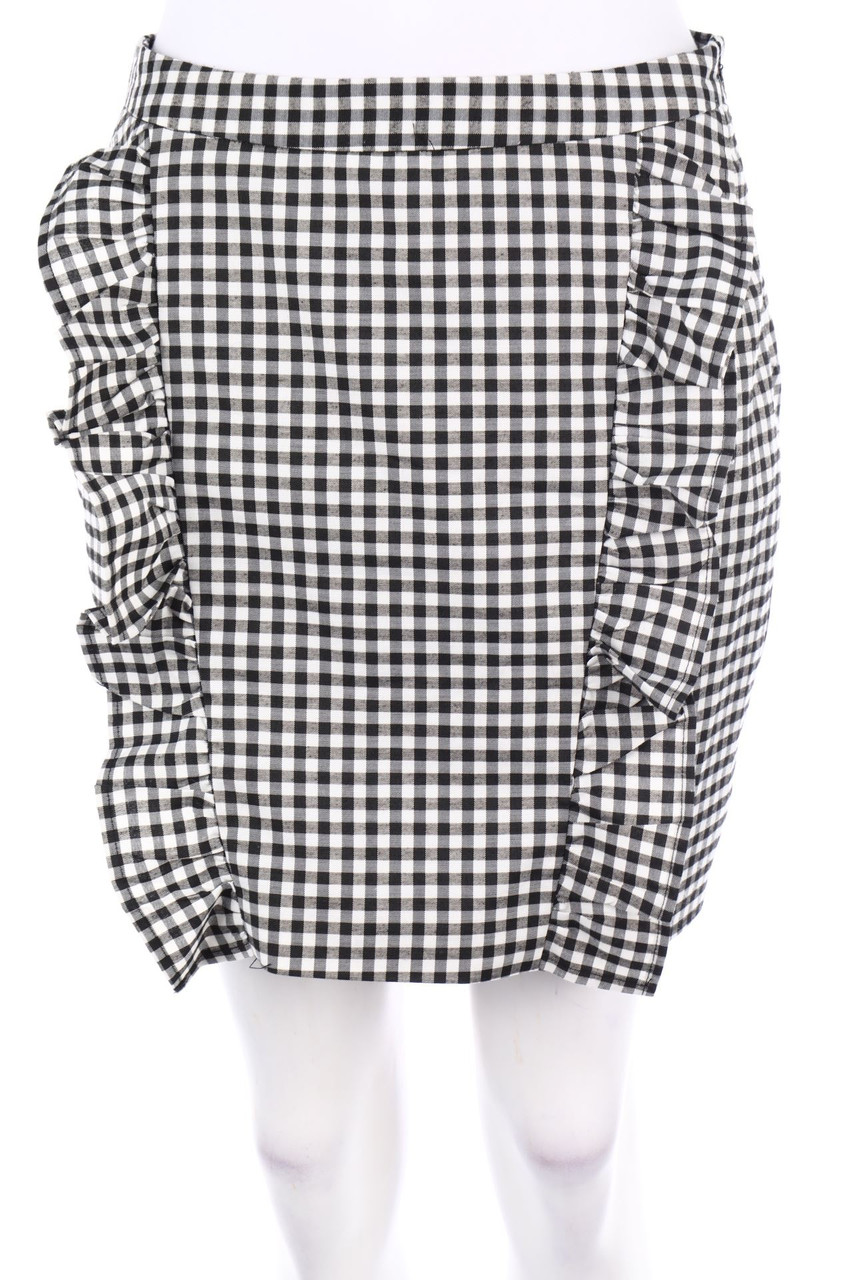 NA-KD - Karo-Minirock mit Rüschen - D 38