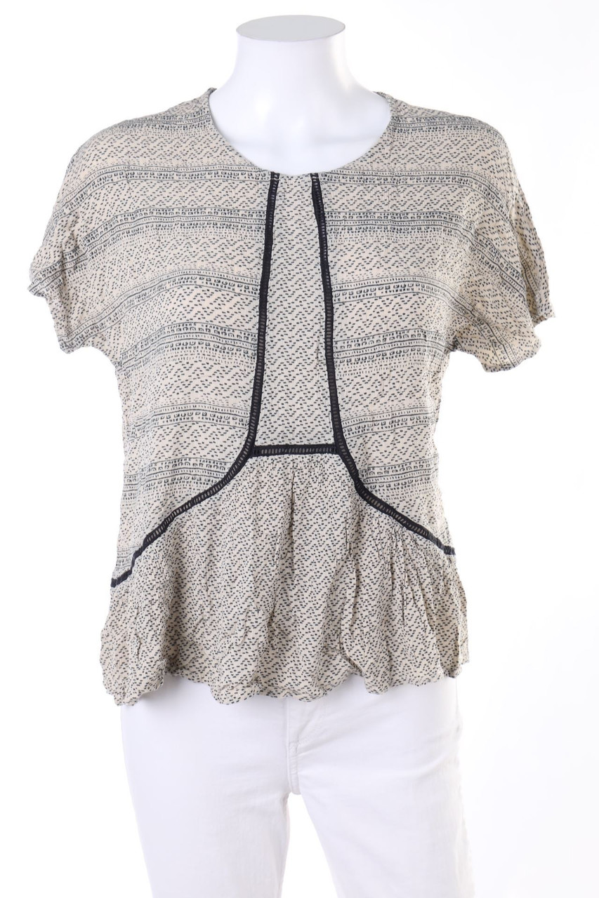 SECONDHAND - Kurzarm-Bluse mit Print - M
