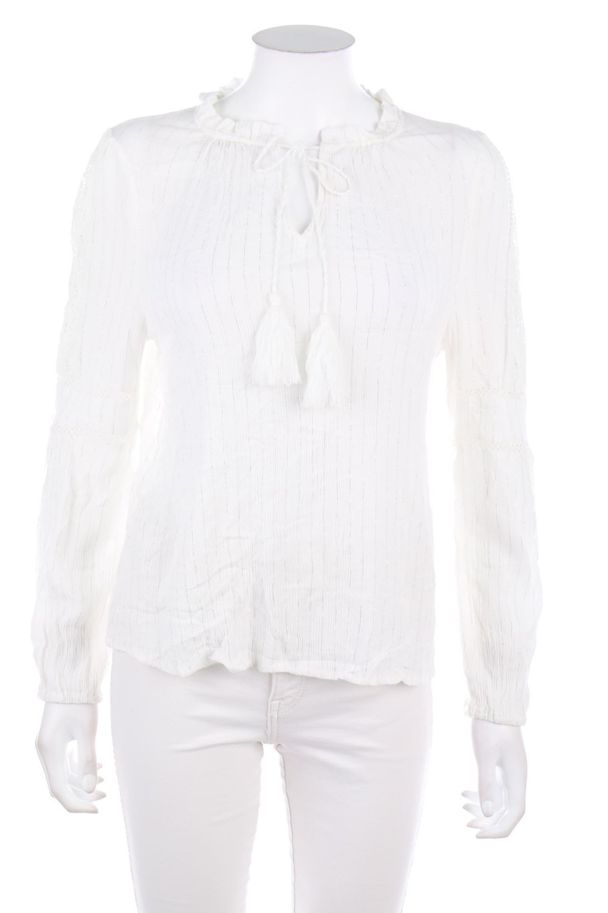 MORGAN - Glitzer-Bluse mit Spitze mit Quasten - D 44