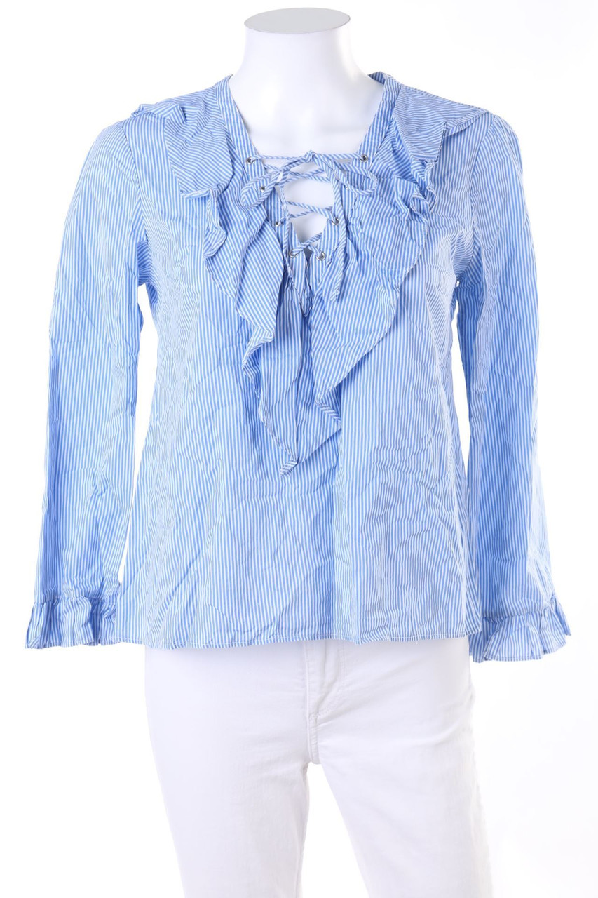 Stradivarius - Volant-Bluse mit Streifen - S