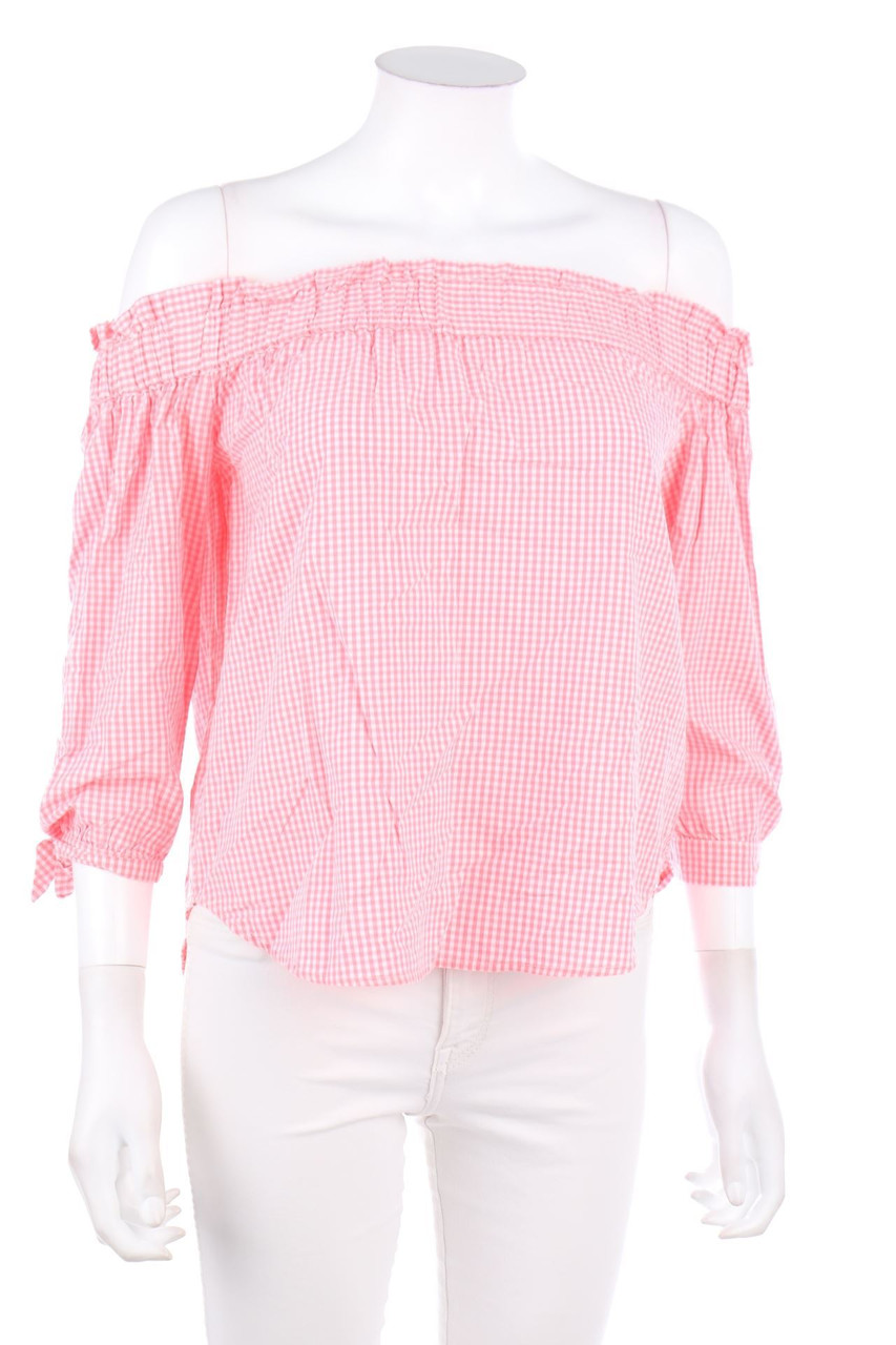 H&M DIVIDED - Carmen-Bluse mit Karo-Muster - D 36