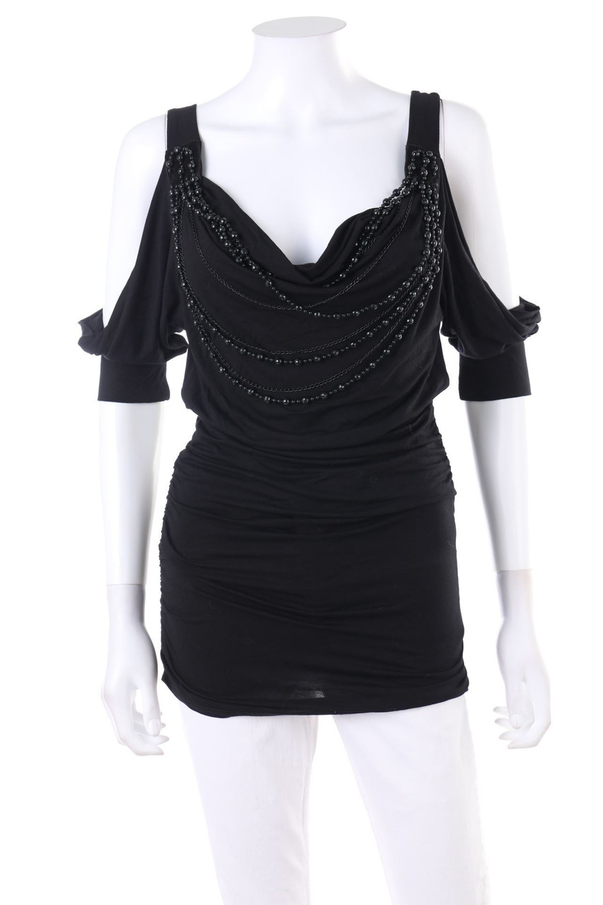 TOUT FEU TOUT FEMME - Cold-Shoulder-Kurzarm-Shirt mit Kette - S