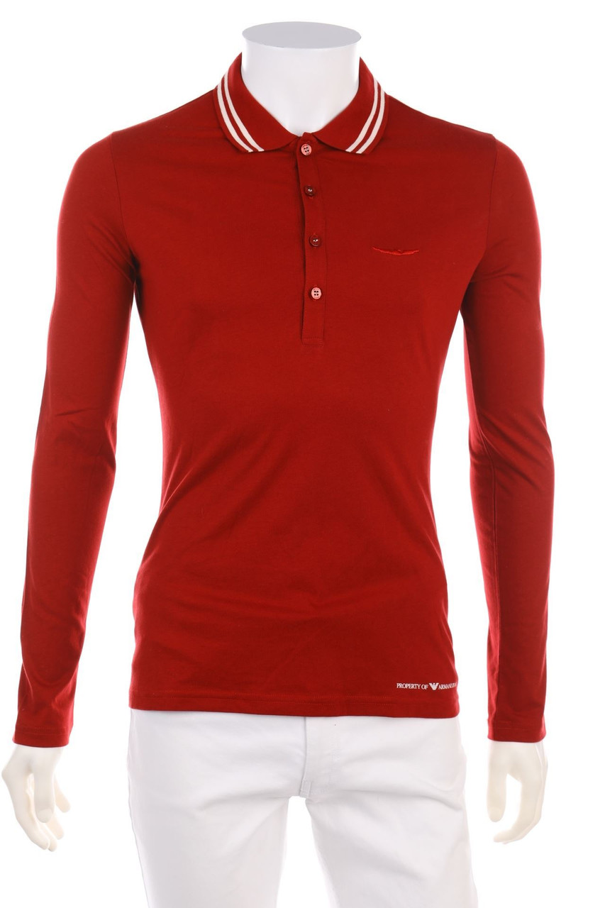 AJ ARMANI JEANS - Longsleeve-Poloshirt mit Logo-Stickerei - M