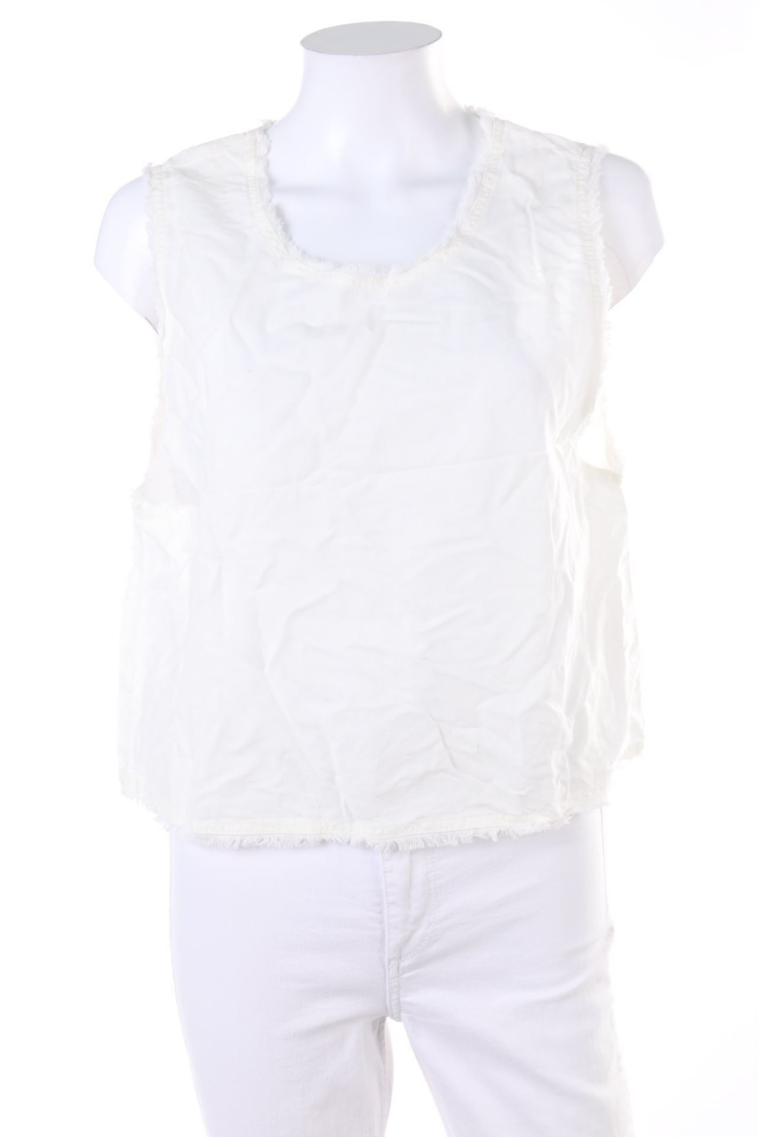 MANGO - Top mit Fransen aus Leinen-Mix - XS