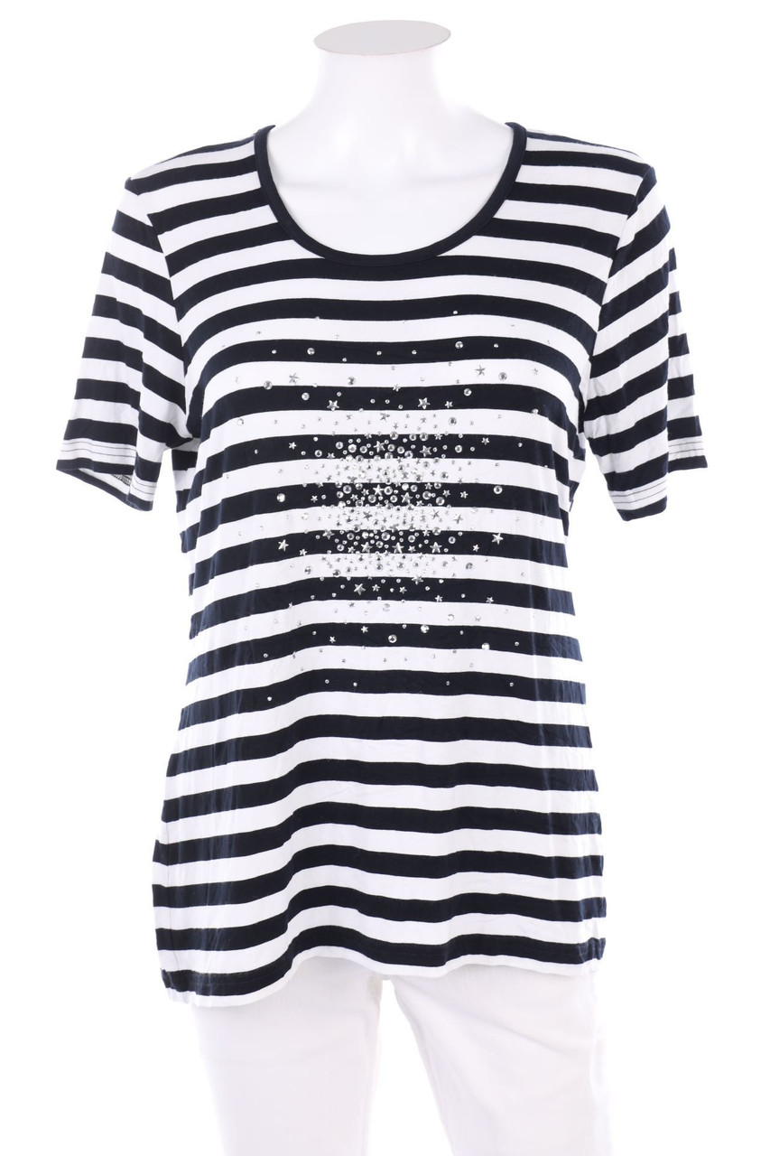 Gelco - Kurzarm-Shirt mit Schmuckstein-Applikation - D 36-38