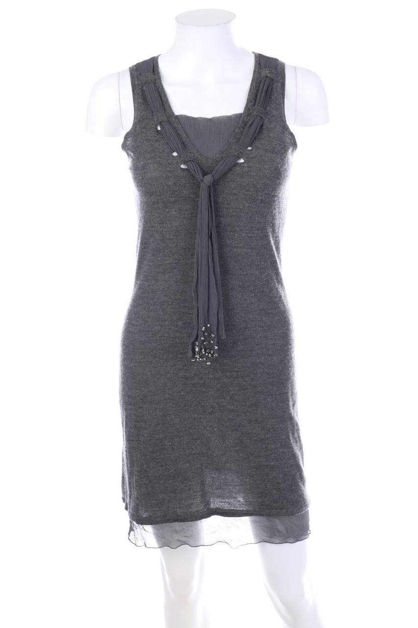 JUST FOR YOU MILANO - Kleid aus Woll-Mix mit Seiden-Details - S