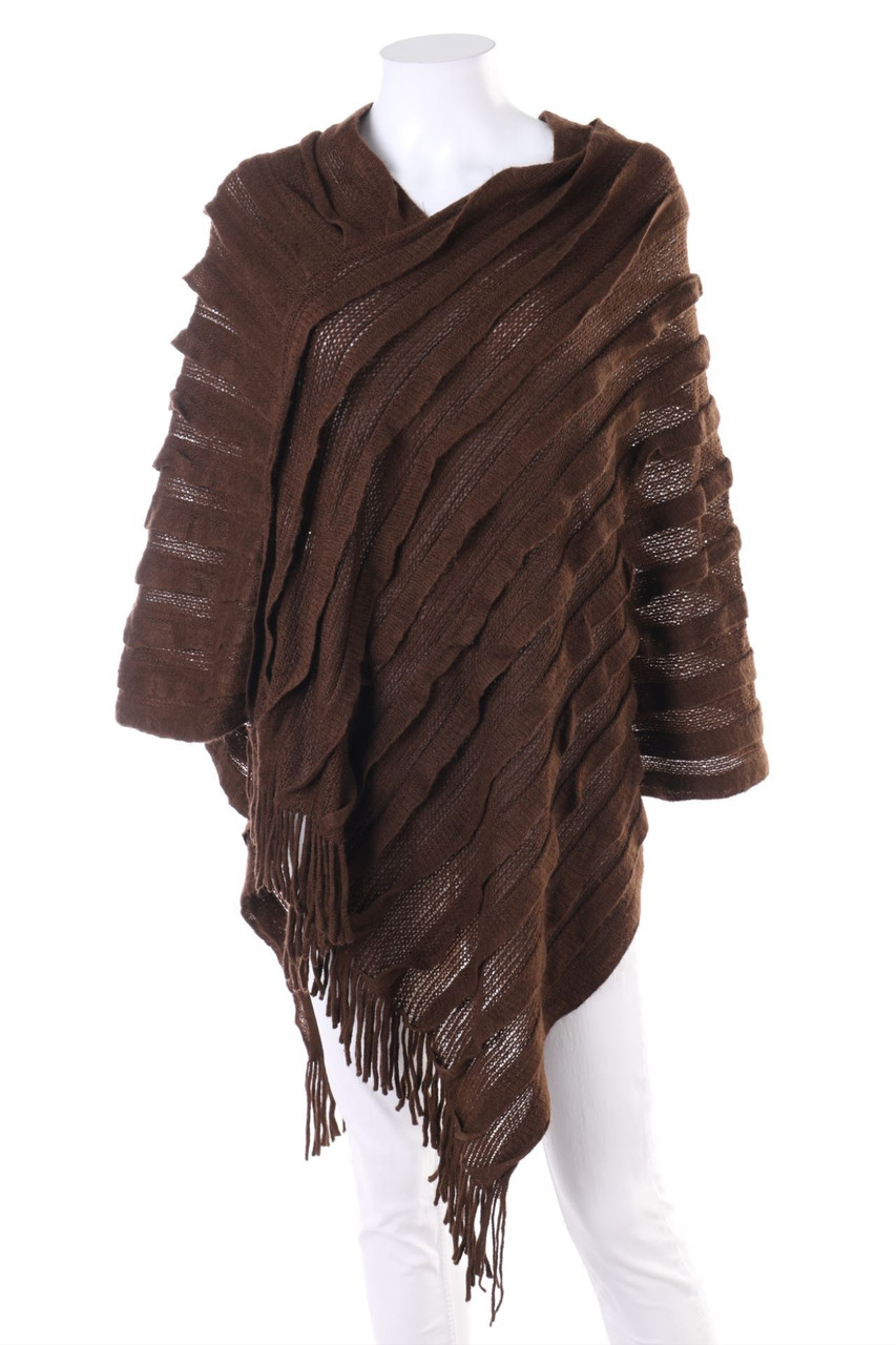 Ohne Label - Poncho mit Fransen - ONE SIZE