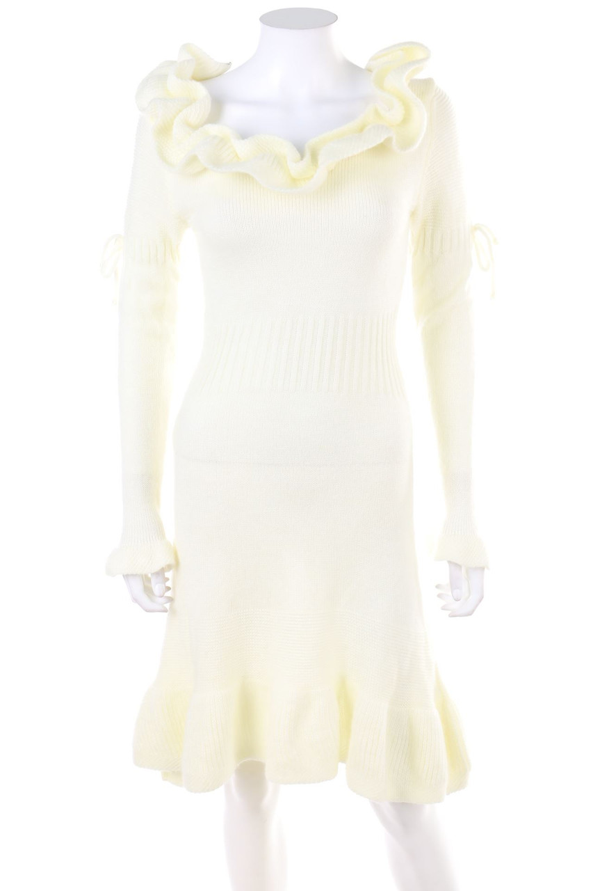 Ohne Label - Strickkleid mit Volants - S