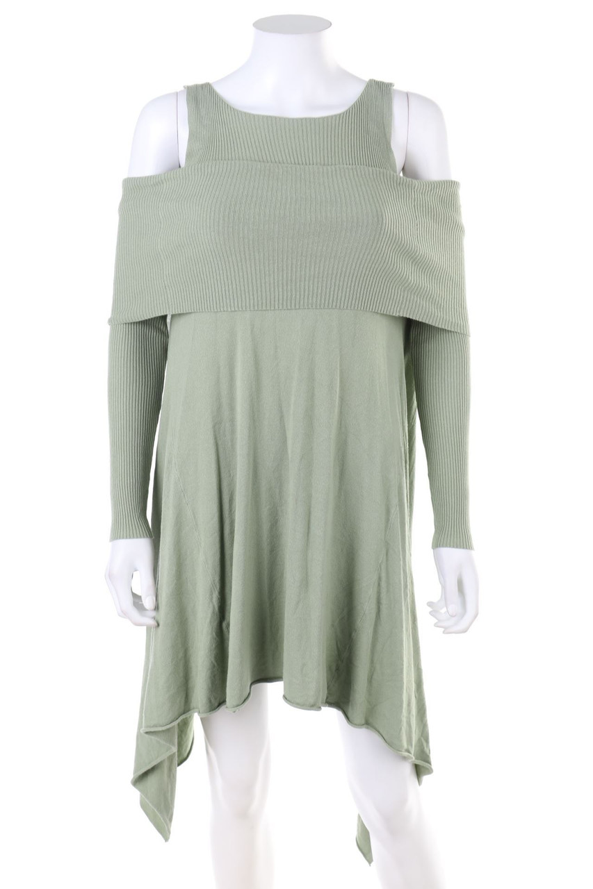 Ohne Label - Cold-Shoulder-Strickkleid im Layer Look - D 36