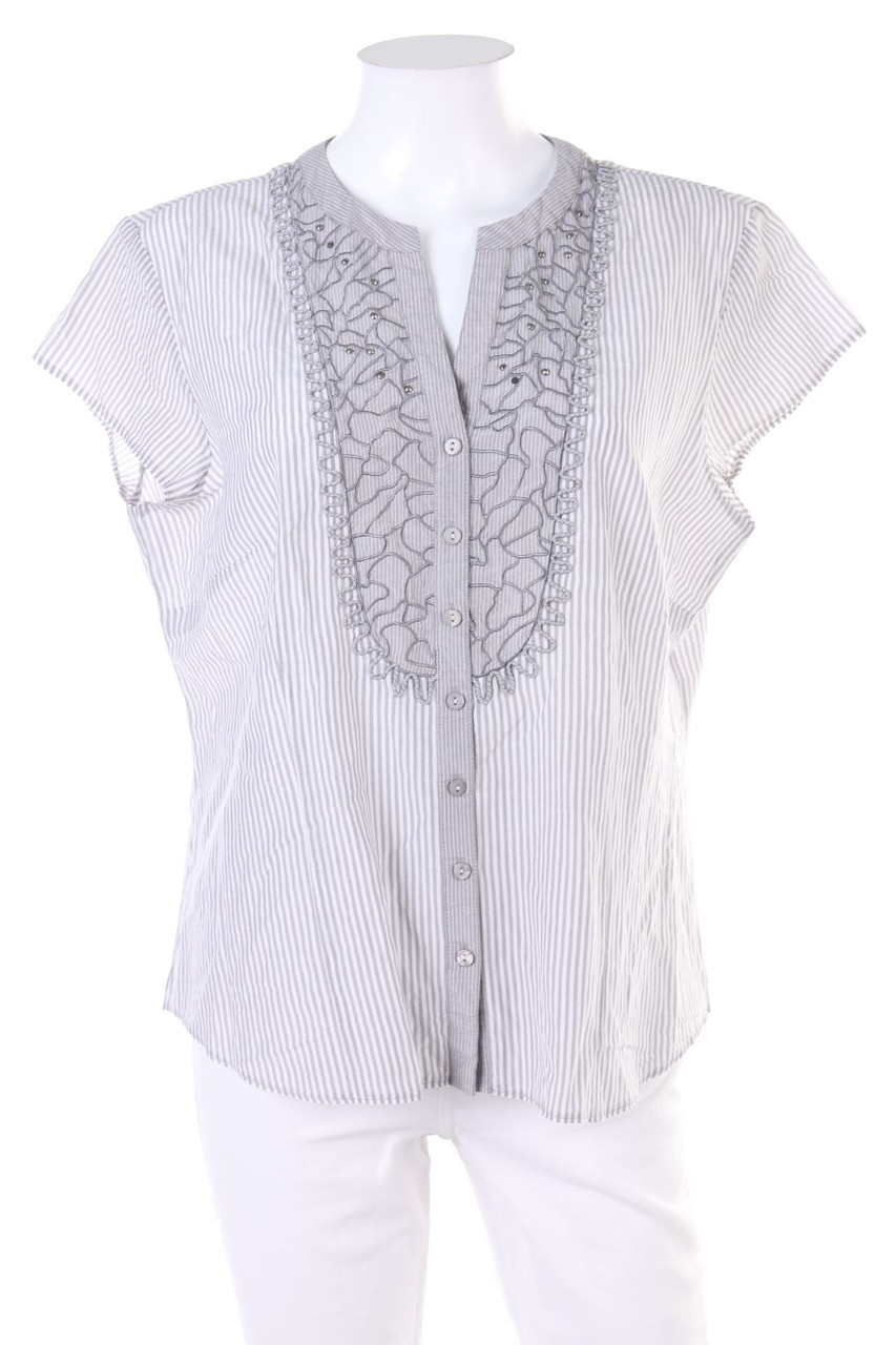 GERRY WEBER - Kurzarm-Bluse mit Streifen - L