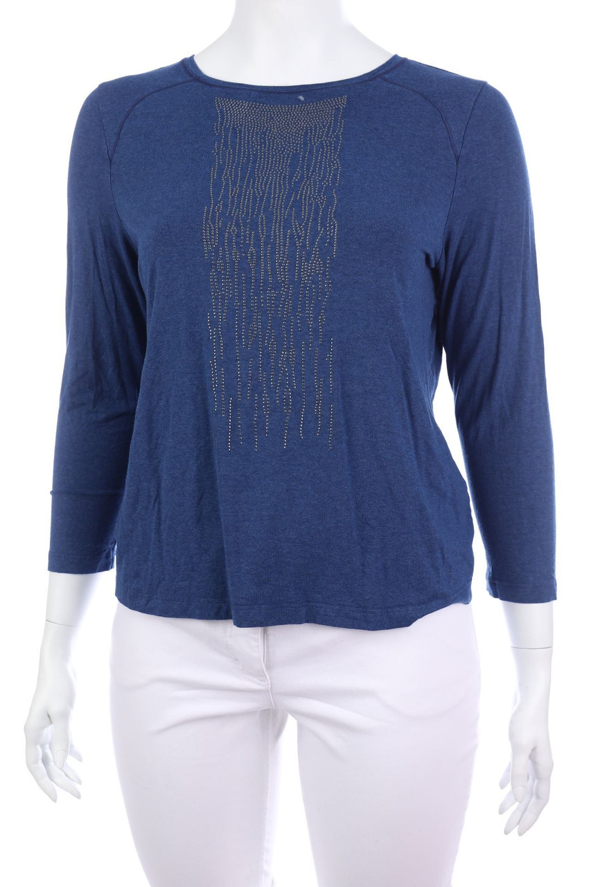 SOMMERMANN - Longsleeve-Shirt mit Schmuckstein-Applikation - D 50