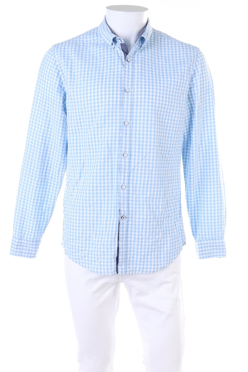 RESERVED - kariertes Button-down-Hemd mit Elbow Patches - L