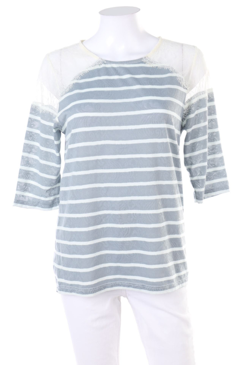 promod - Streifen-3/4-Arm-Shirt mit Spitze - D 36