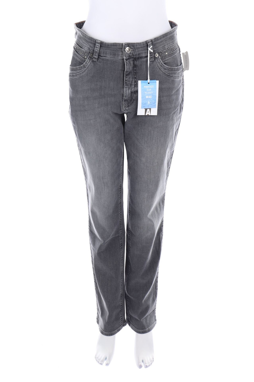 MAC - Used Look Straight Cut Jeans mit Nieten - D 40