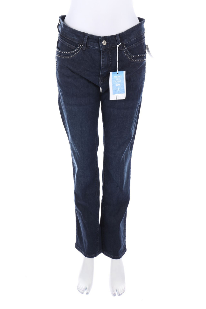 MAC - Used Look Straight Cut Jeans mit Nieten - D 40