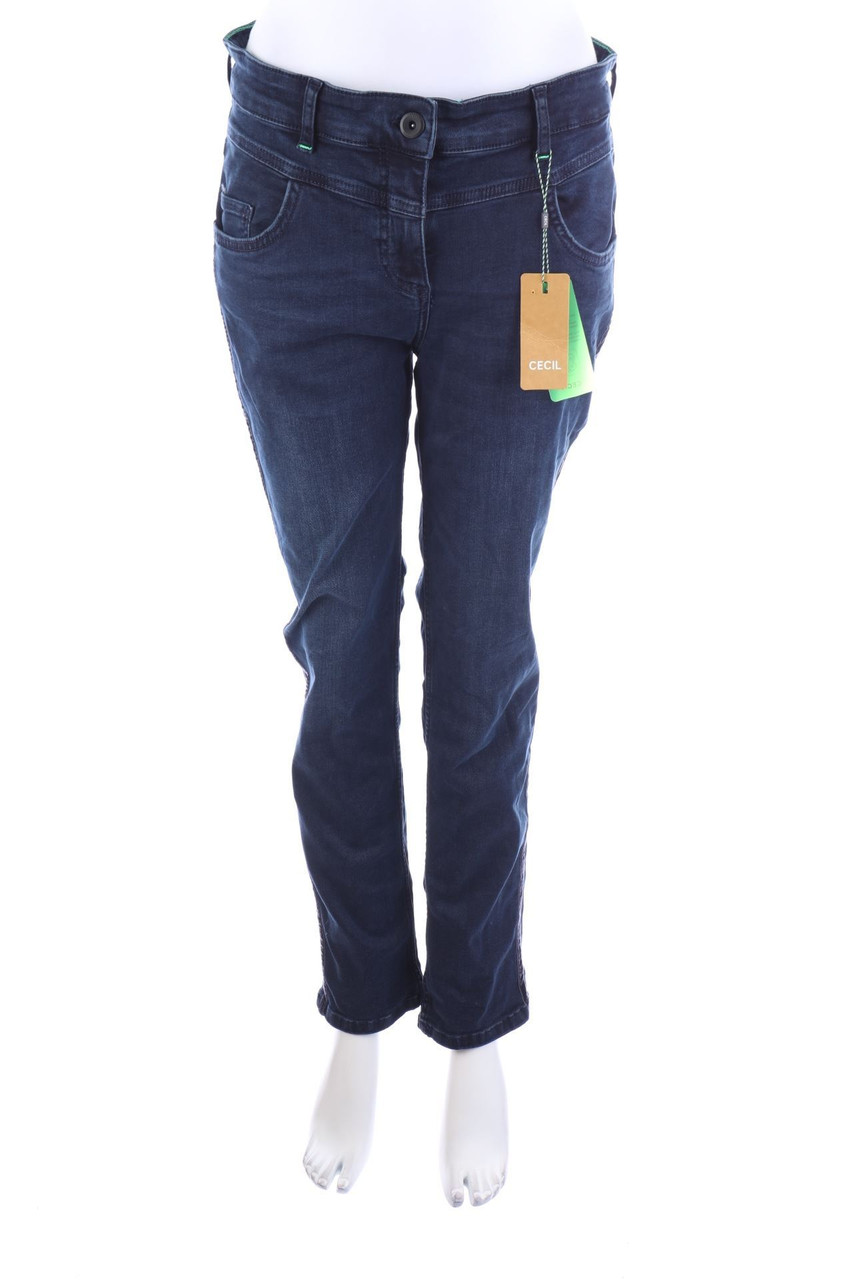 CECIL - Used Look Skinny-Jeans mit Galonstreifen - W31