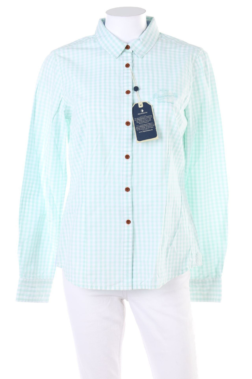 ARQUEONAUTAS - Karo-Hemd-Bluse mit Logo-Stickerei - M