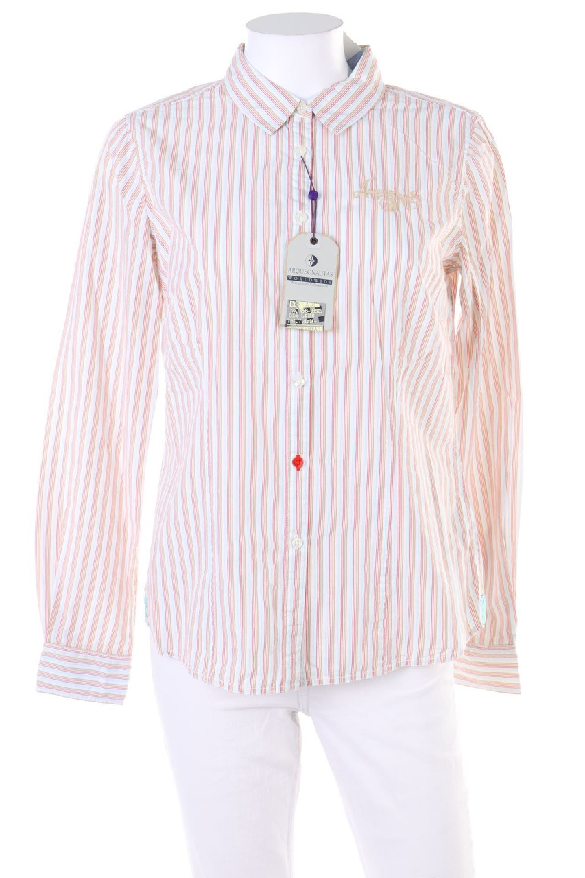 ARQUEONAUTAS - Streifen-Hemd-Bluse mit Logo-Stickerei - M