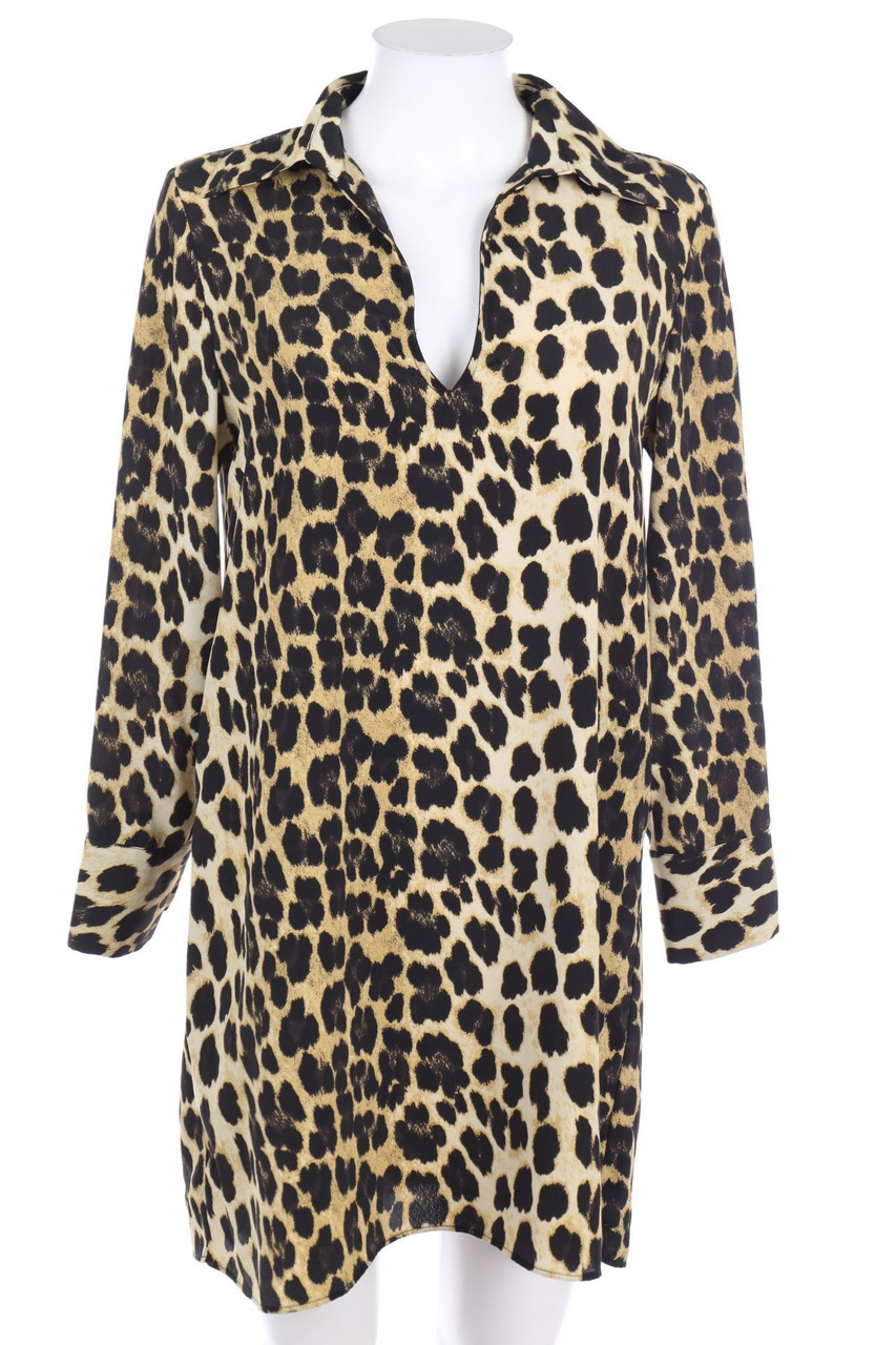ZARA - Blusenkleid mit Leo-Print - S