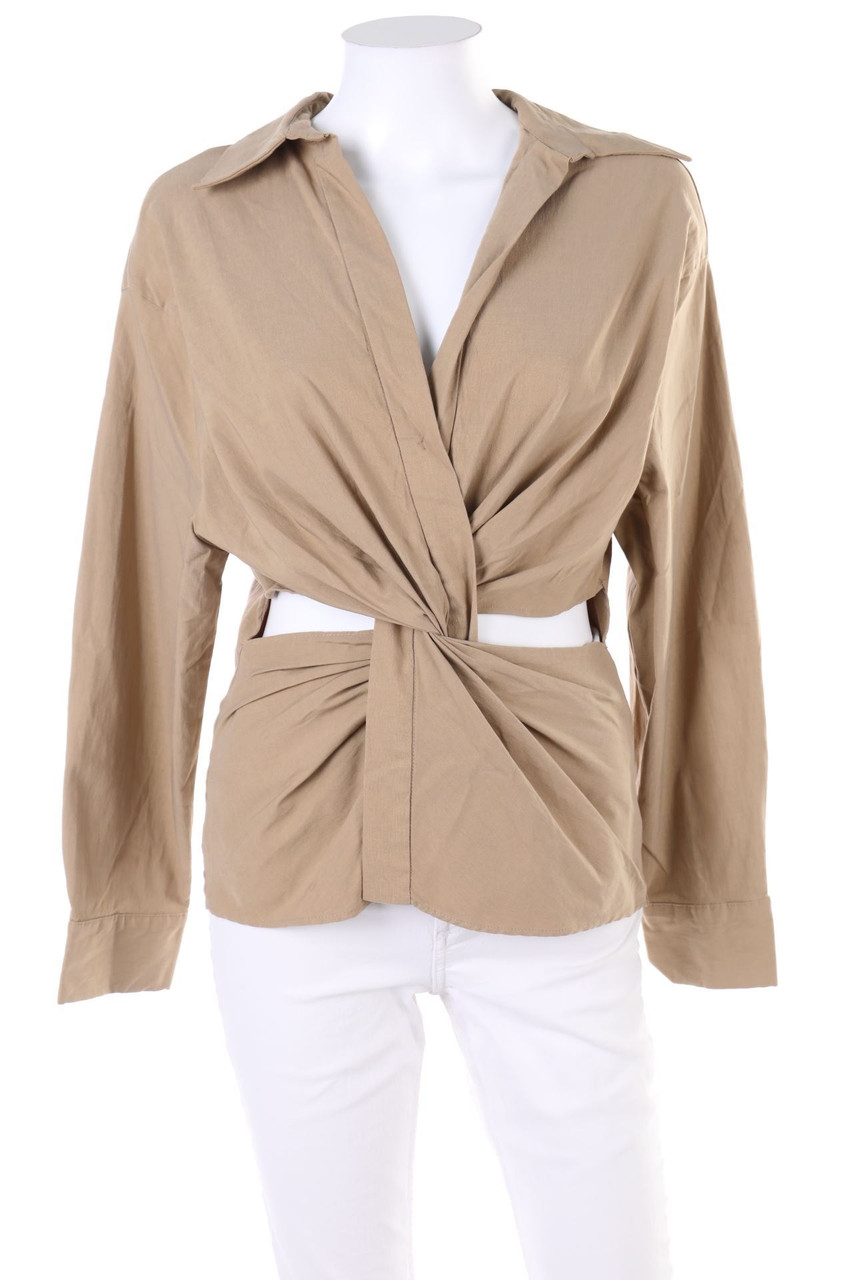 ZARA - Bluse in Wickel-Optik mit Cut-outs - L