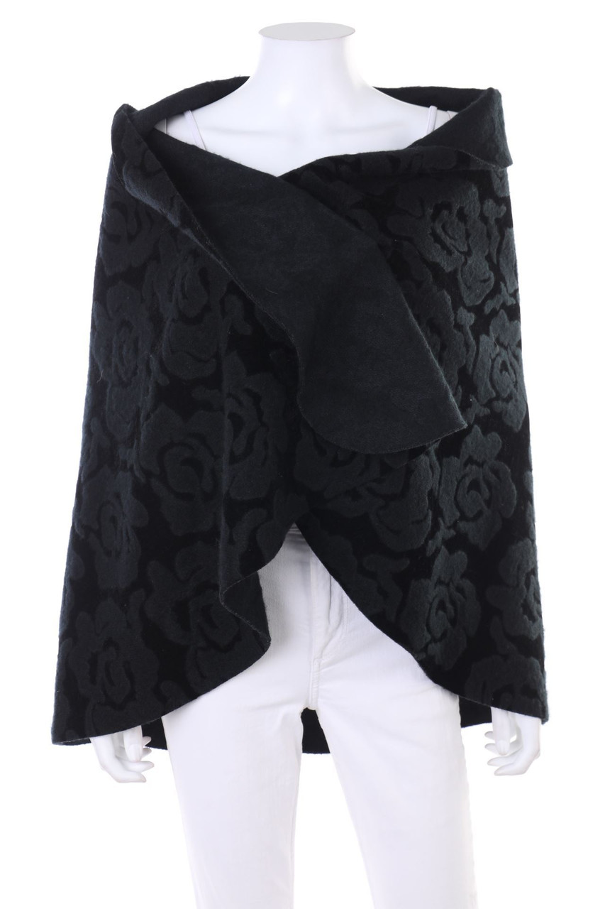 Kontessa - Poncho mit Blumen-Print aus Woll-Mix