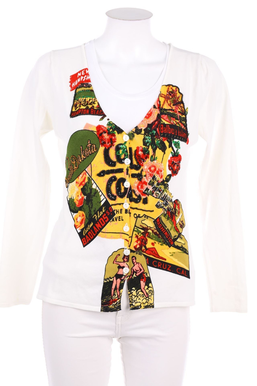 SECONDHAND - Print-Cardigan mit Pailletten - L