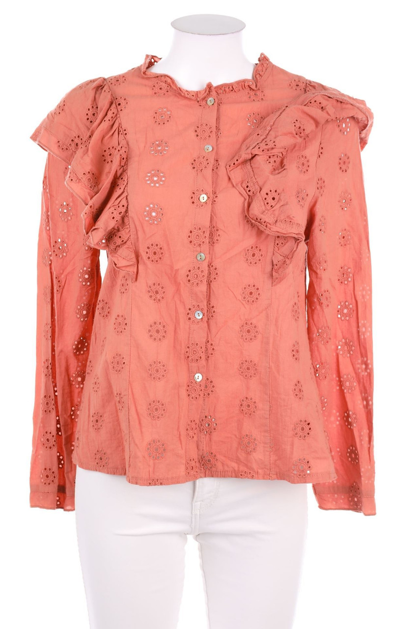 zebra - Bluse aus Lochspitze mit Volants - M