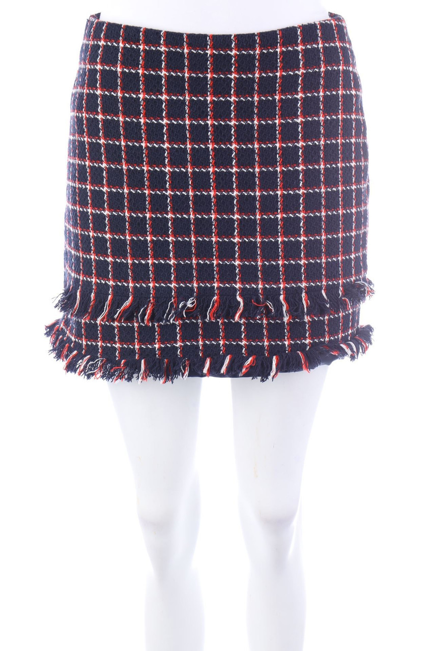 ZARA - Bouclé-Minirock mit Karo-Muster - S