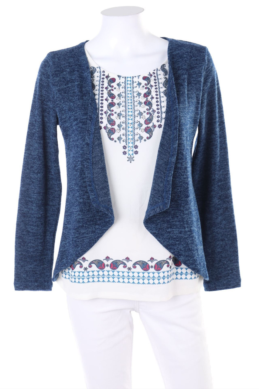 Tissaia - Cardigan im Layer Look mit Paisley-Print - D 38-40