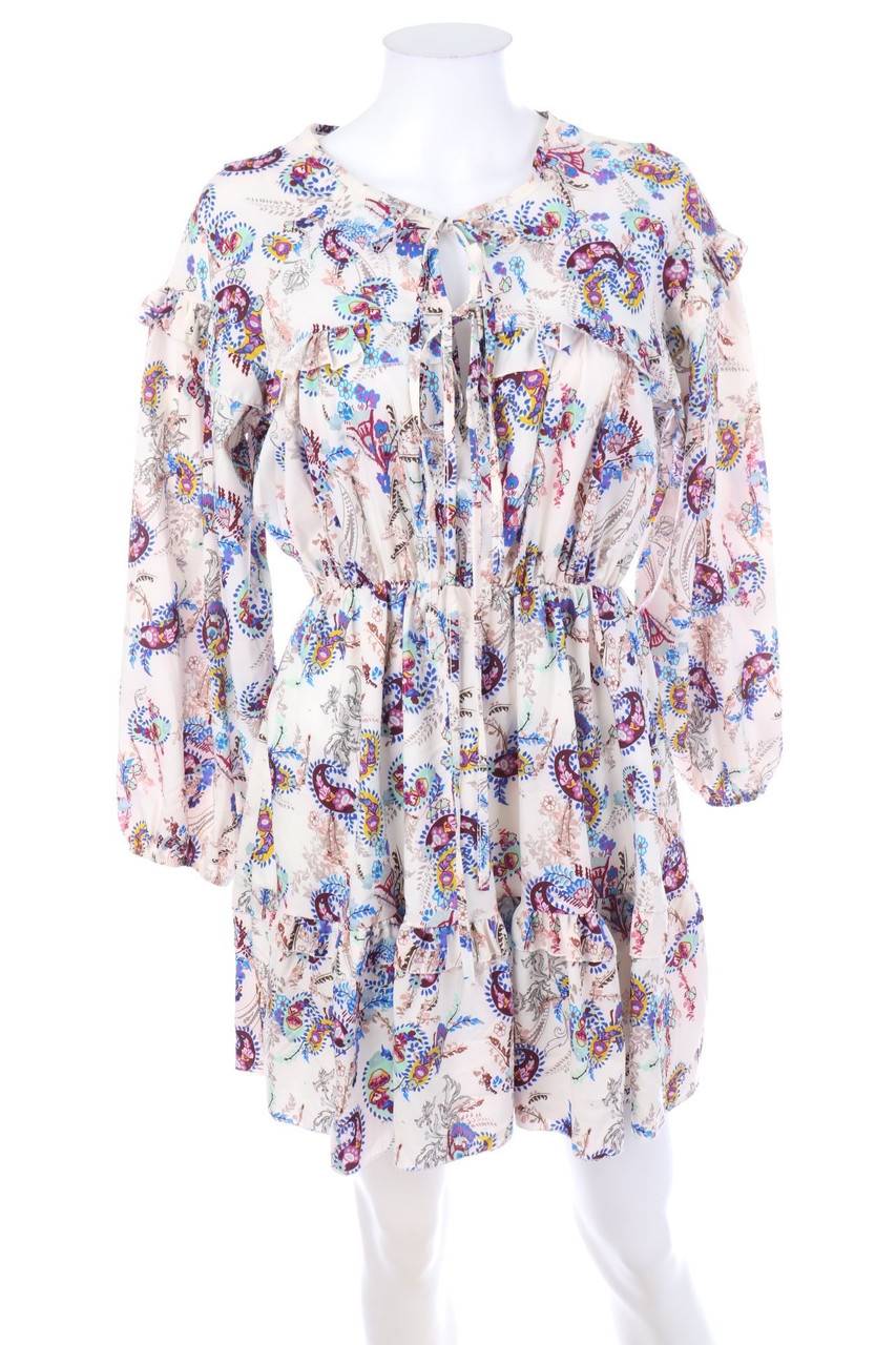 Ohne Label - Boho-Kleid mit Paisley-Print mit Rüschen - D 42