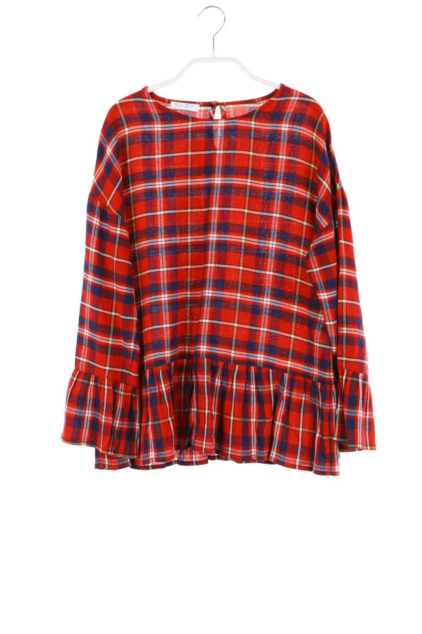 Elsy - Karo-Bluse mit Volants - 152