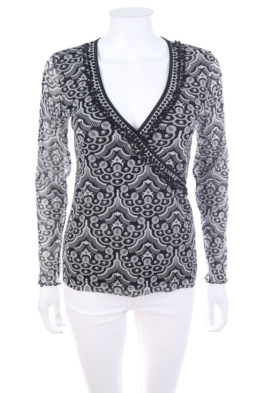s.Oliver - Mesh-Longsleeve-Shirt mit floralem Muster - D 36