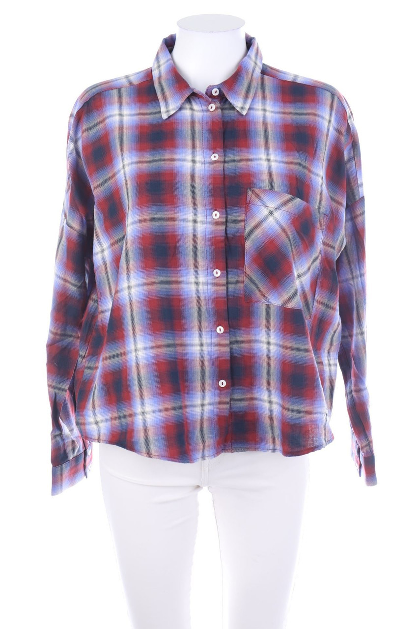 promod - Karo-Hemd-Bluse mit überschnittener Schulter - S