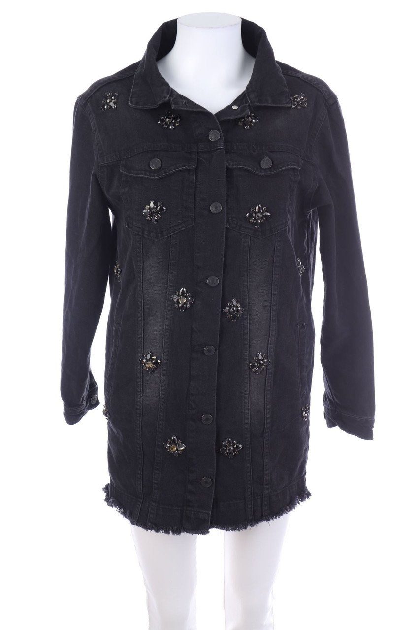 SECONDHAND - Jeans-Jacke mit Schmuckstein-Applikation - S