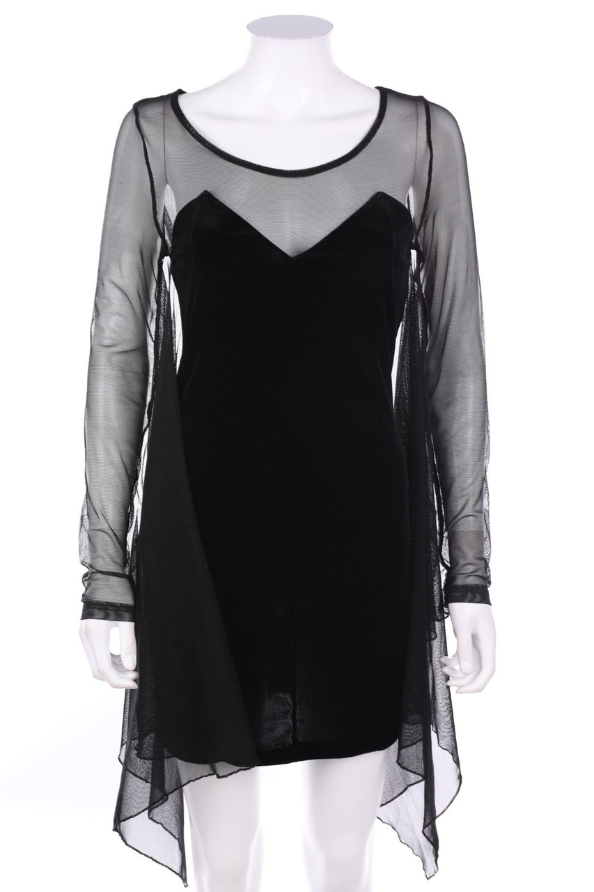 H&M CONSCIOUS - Samt-Kleid mit Mesh-Einsatz - D 38