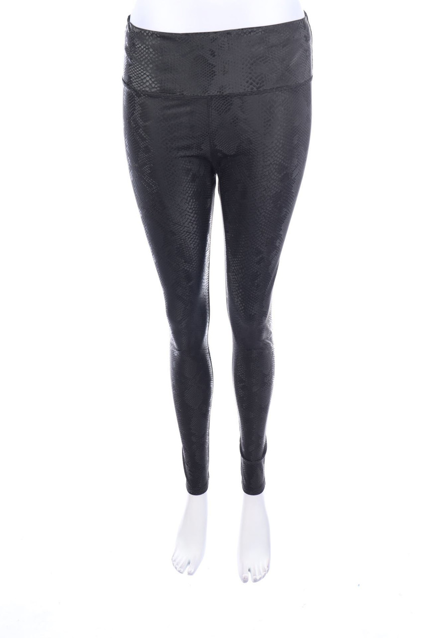 Ohne Label - Kunstleder-Leggings mit Animal-Print - M