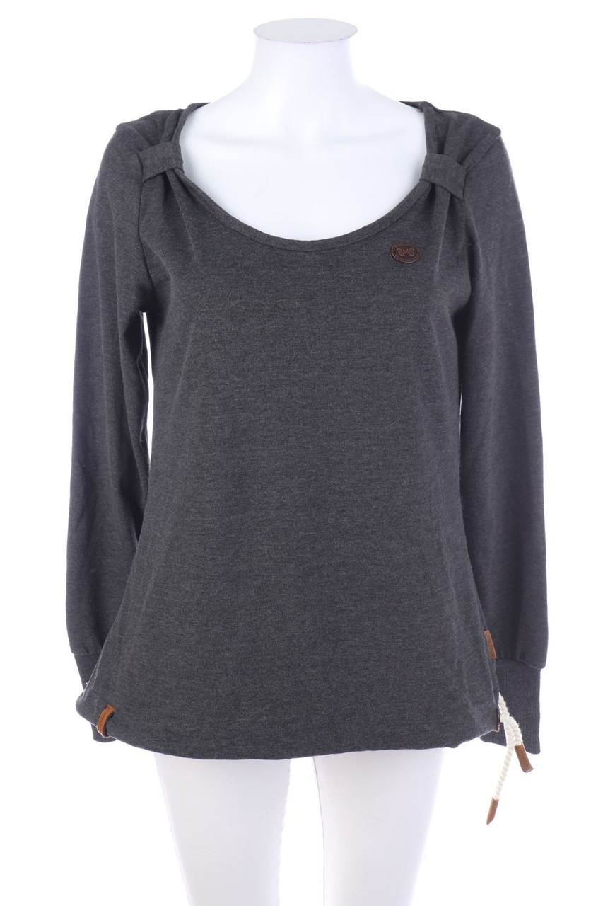 NAKETANO - Longsleeve-Shirt mit Tunnelzug mit Logo-Plakette - M