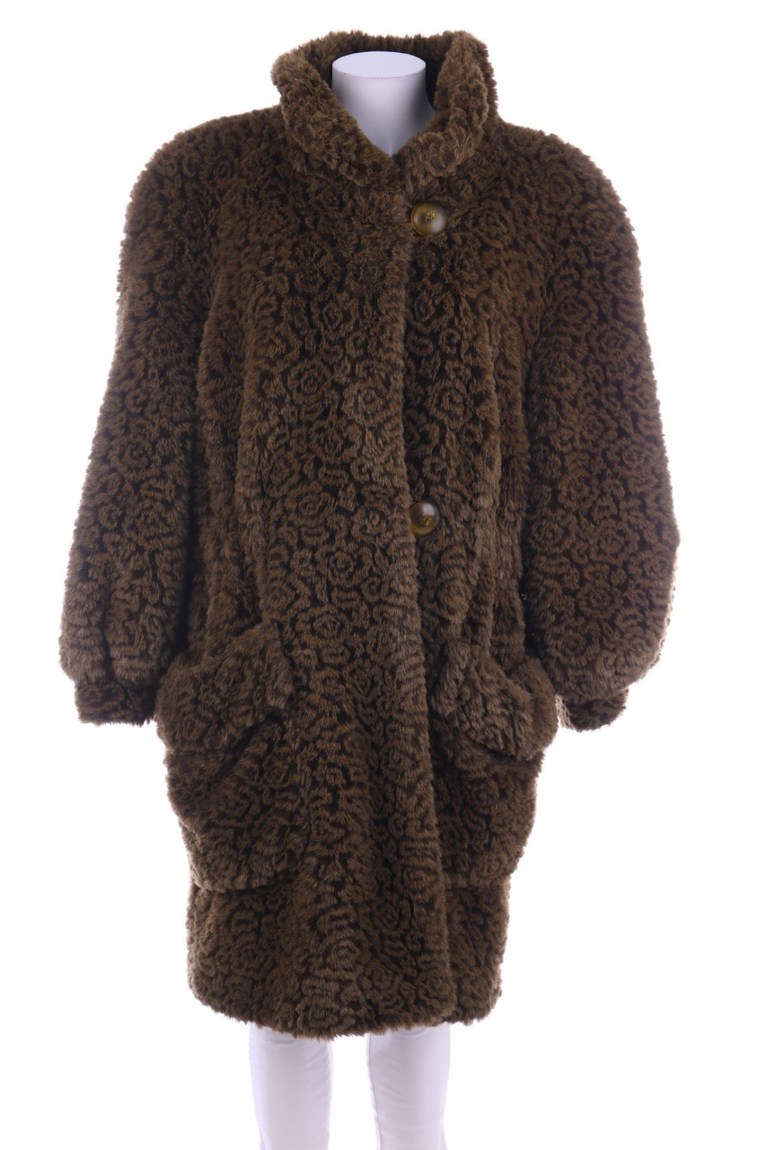 MADELEINE - Fake Fur-Mantel mit floralem Muster - M