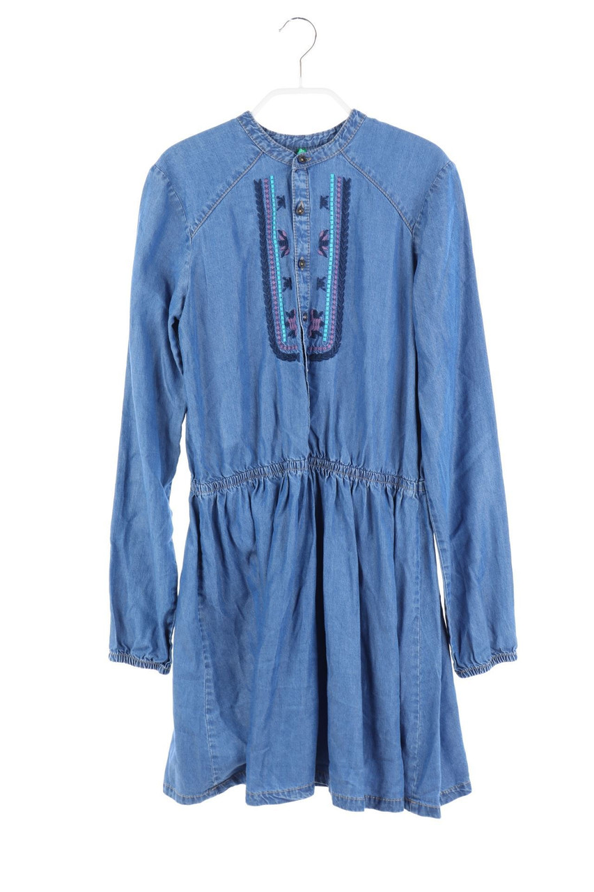 UNITED COLORS OF BENETTON - Kleid in Denim-Optik mit Stickereien - 158