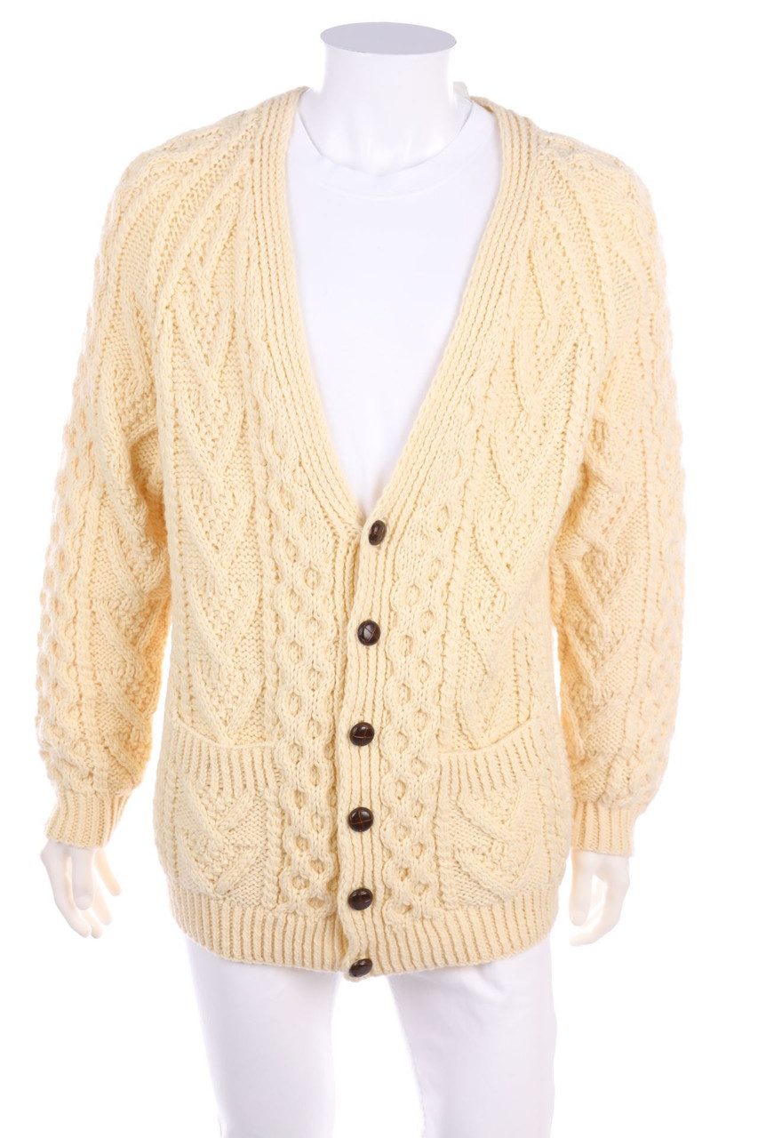 Carraigdonn - Schurwoll-Cardigan mit Zopf-Muster - XL