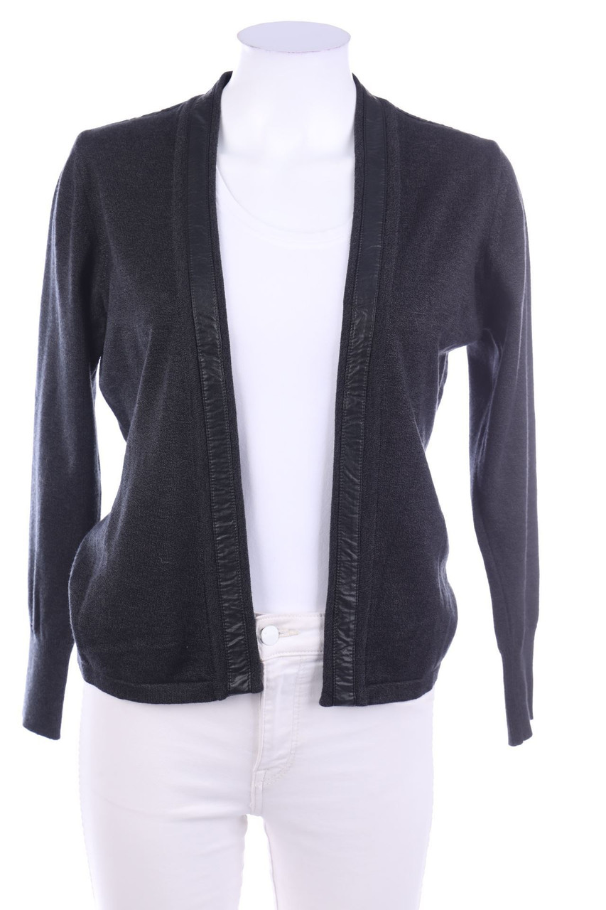 Brod & Co - Cardigan mit Kunstleder-Details - S