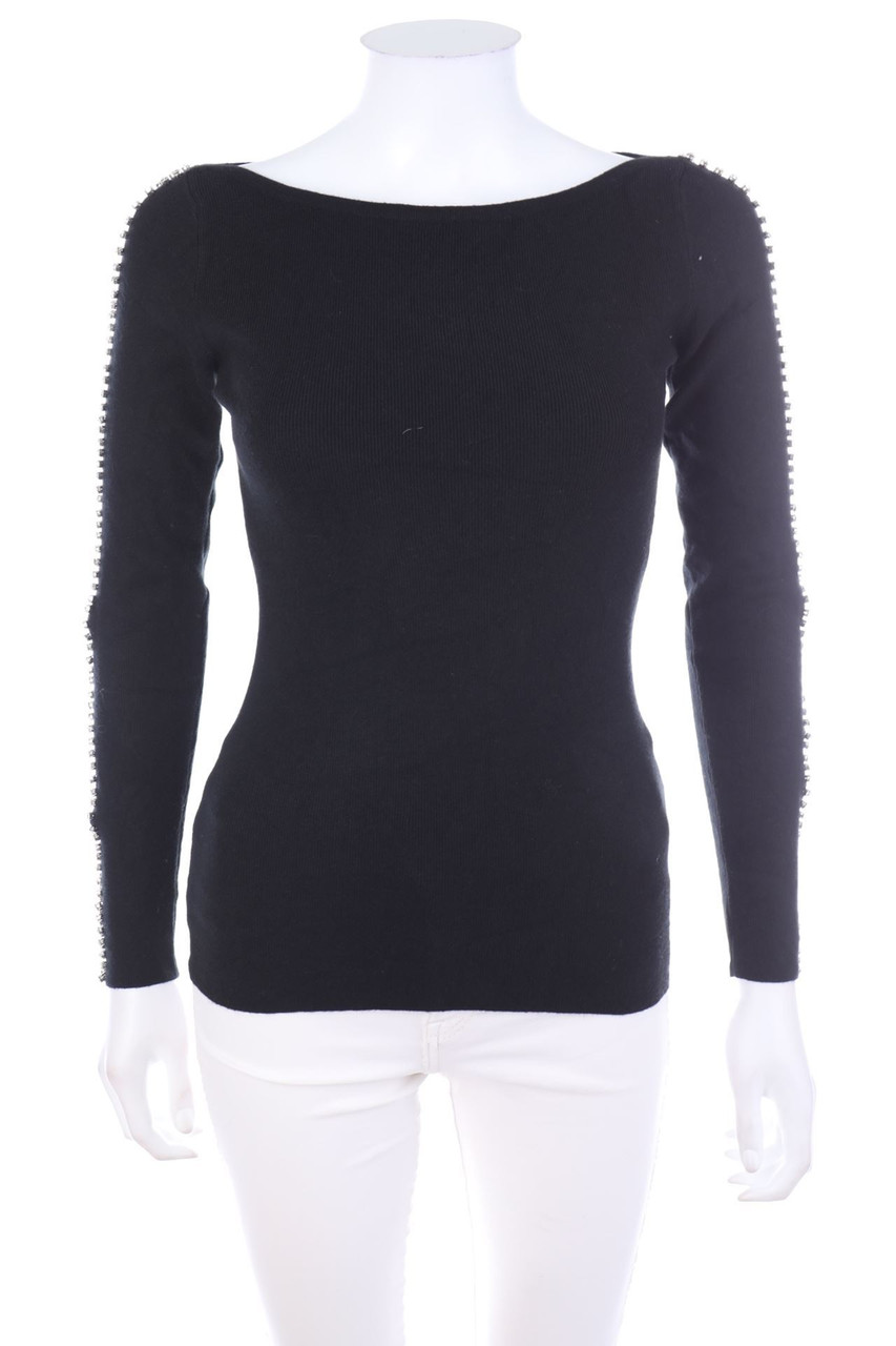ENZORIA - Cold-Shoulder-Pullover mit Schmuckstein-Applikation - D 34