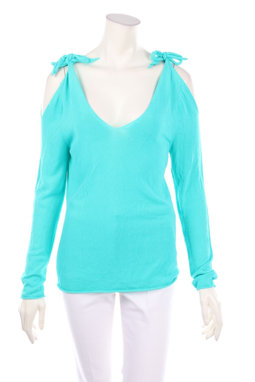 MARC CAIN - Cold-Shoulder-Strick-Pullover mit Cut-outs zum Knoten - D 36