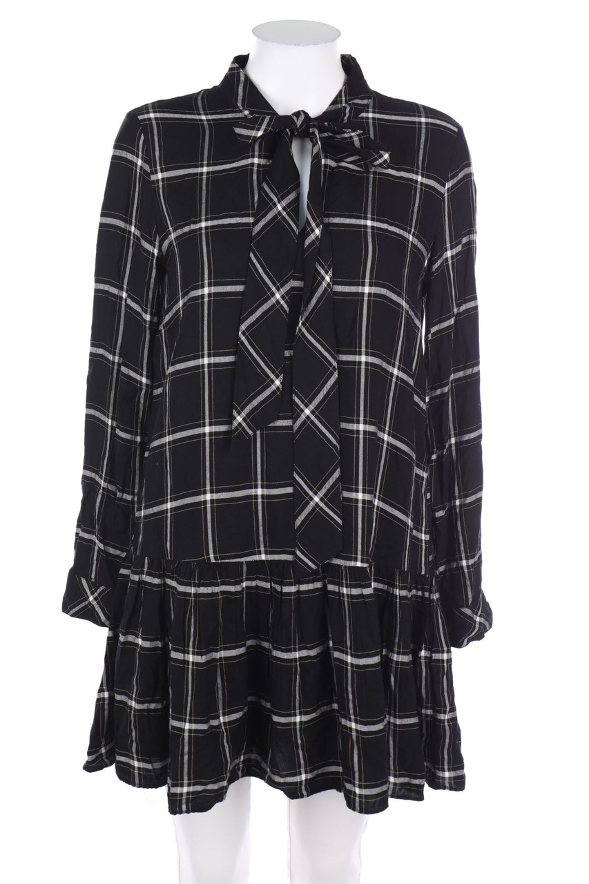 ZARA - Karo-Kleid mit Schluppe - M