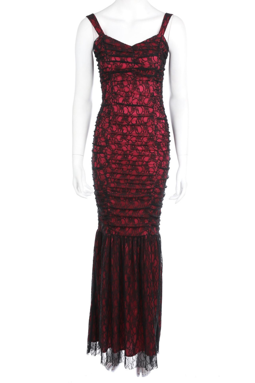 PINKO - Spitzen-Maxi-Abendkleid mit Raffungen - D 34