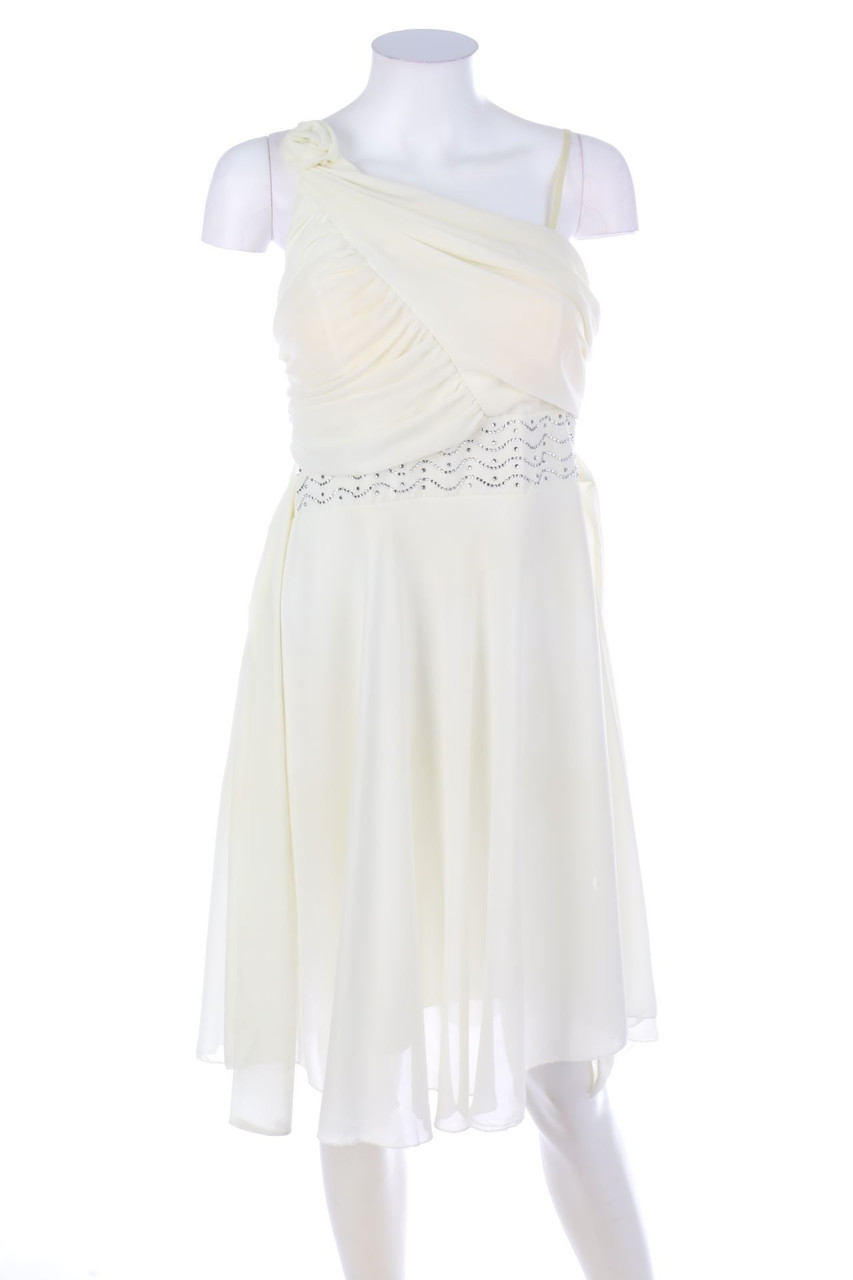 Ohne Label - One Shoulder-Abendkleid mit Strass-Steinen - S