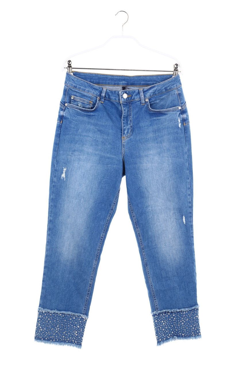 LIU JO - Used Look Skinny-Jeans mit Strass-Steinen - S