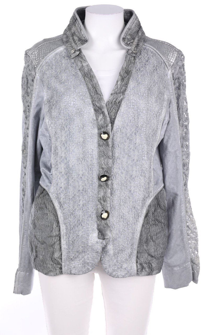 ELISA CAVALETTI by Daniela Dallavalle - Metallic-Jacke mit Spitzen-Einsatz - XXL