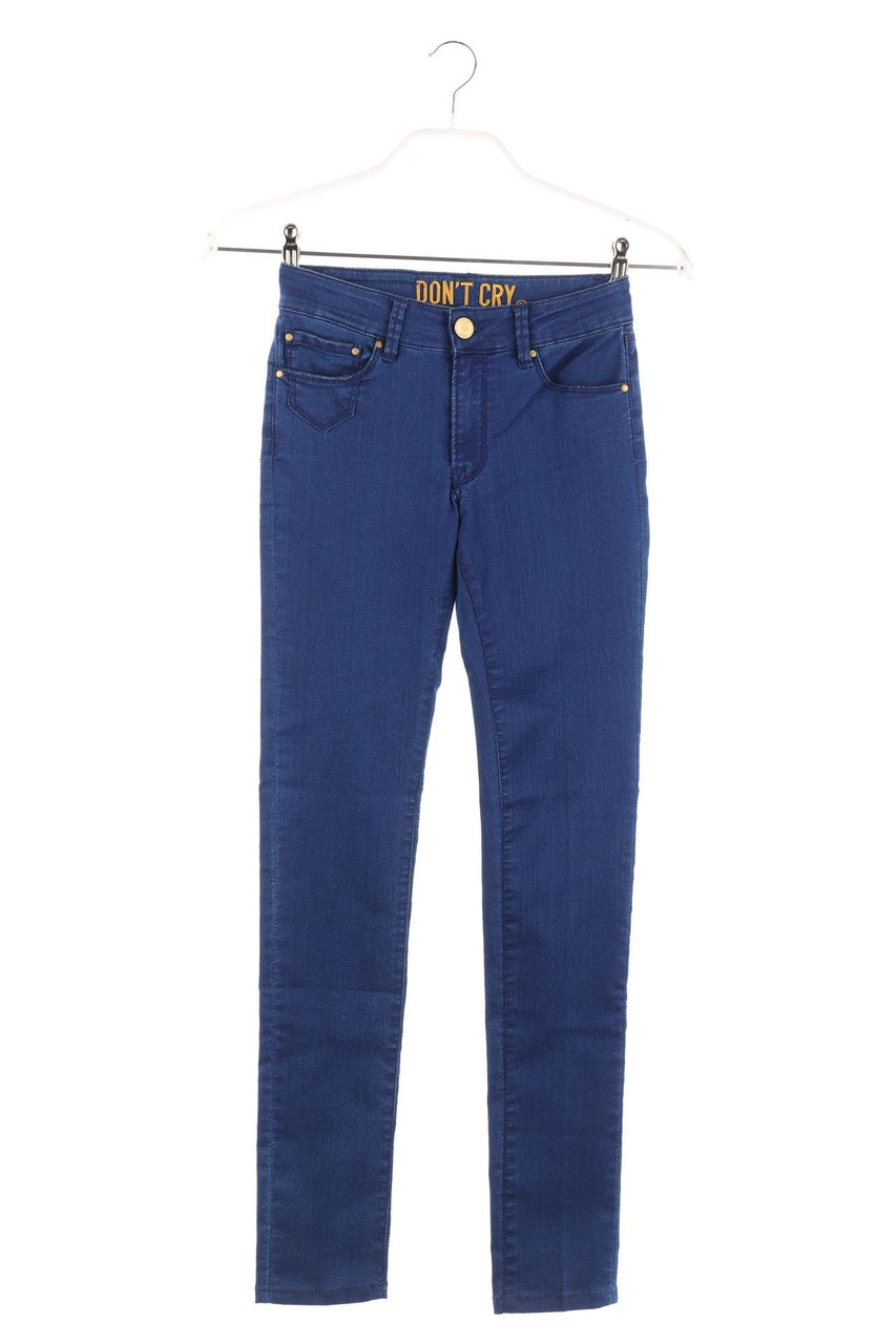 DON´T CRY - Dark Denim Jeggings mit Logo-Patch - W24