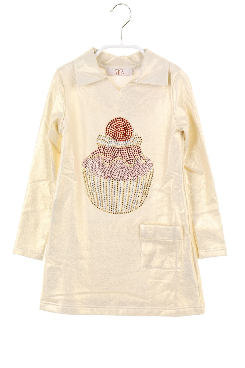 VIA DELLE PERLE - Metallic-Kleid mit Strass-Steinen - 98